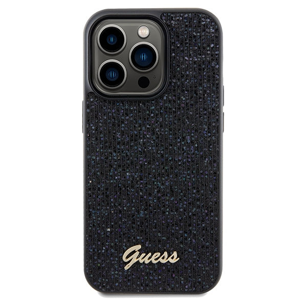 Guess Disco Metal Script dėklas iPhone 14 Pro Max – juodas