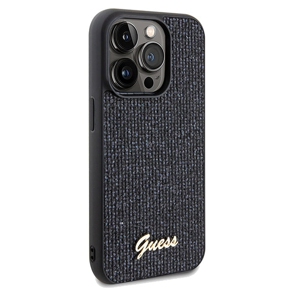 Guess Disco Metal Script dėklas iPhone 14 Pro Max – juodas