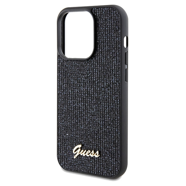 Guess Disco Metal Script dėklas iPhone 14 Pro Max – juodas