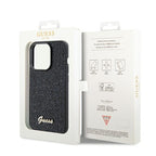 Guess Disco Metal Script dėklas iPhone 14 Pro Max – juodas