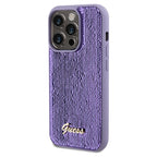 Guess Sequin Script Metal dėklas iPhone 14 Pro Max – violetinis