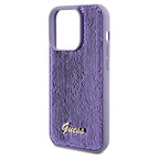 Guess Sequin Script Metal dėklas iPhone 14 Pro Max – violetinis