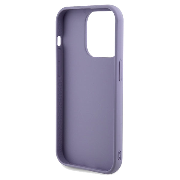 Guess Sequin Script Metal dėklas iPhone 14 Pro Max – violetinis