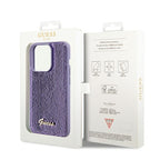 Guess Sequin Script Metal dėklas iPhone 14 Pro Max – violetinis