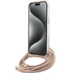 Guess Crossbody dėklas iPhone 15 Pro su virvele – rožinis