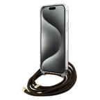 Guess dėklas su dirželiu iPhone 15 Pro – rudas