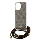 Guess dėklas su dirželiu iPhone 15 Pro – rudas