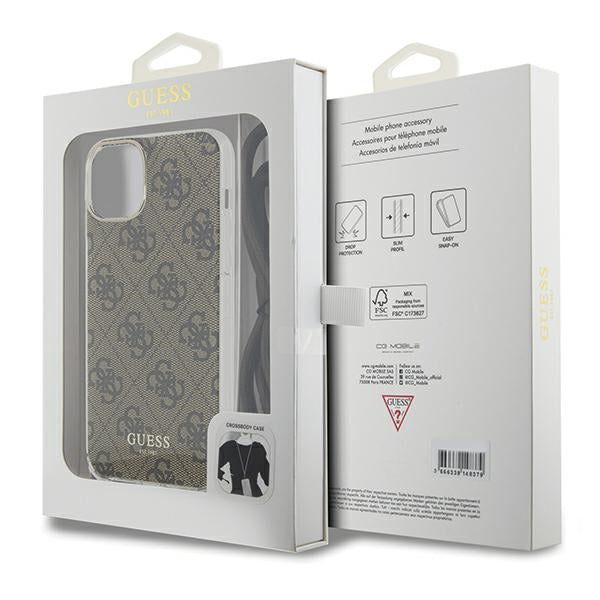 Guess Crossbody dėklas iPhone 15/14/13 – rudas