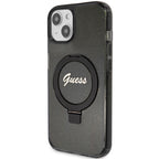 Guess MagSafe dėklas su žiedu iPhone 13/14/15 – juodas