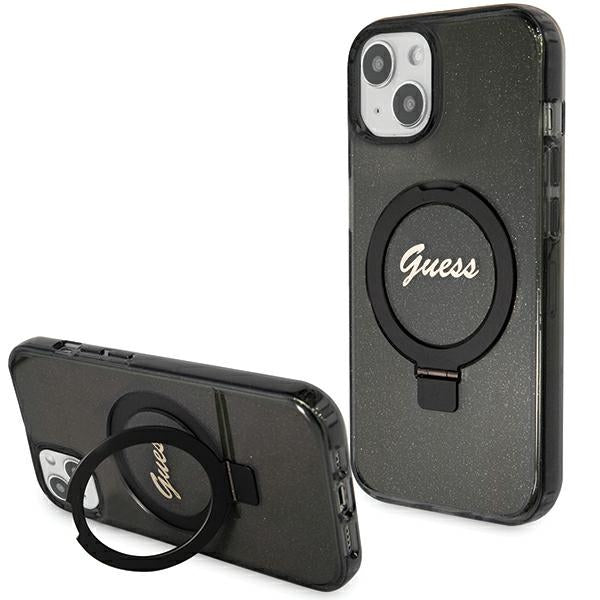 Guess MagSafe dėklas su žiedu iPhone 14/15/13 – juodas