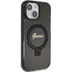 Guess MagSafe dėklas su žiedu iPhone 14/15/13 – juodas