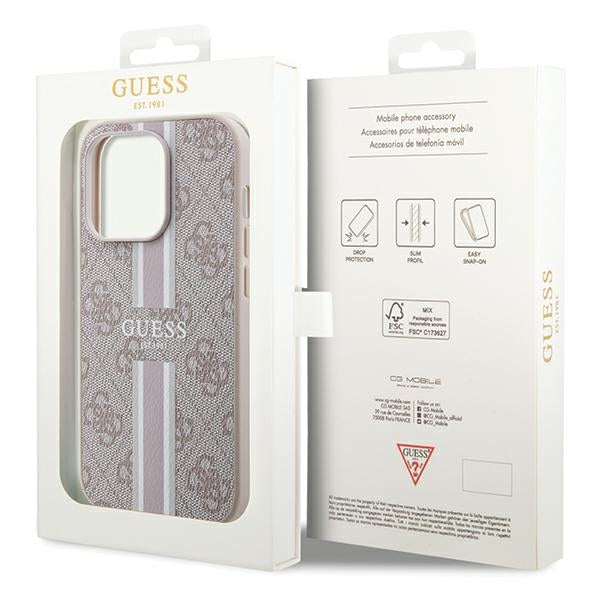 Guess MagSafe dėklas iPhone 15 Pro – rožinis