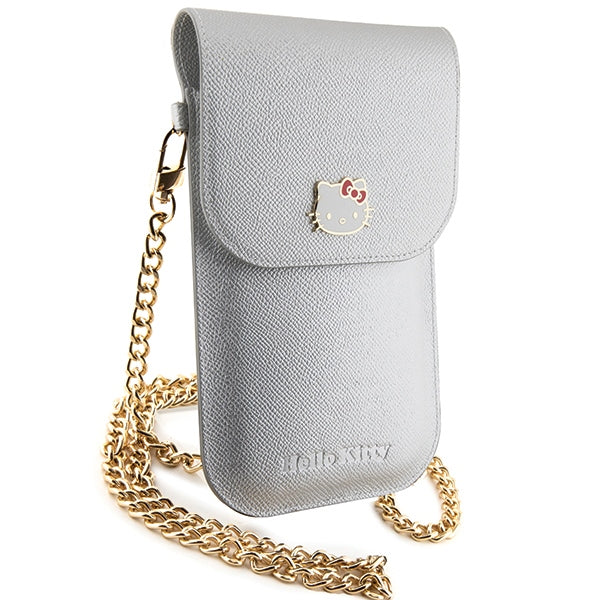 Hello Kitty Leather Metal Logo Chain rankinys - sidabrinė -- Uncategorized