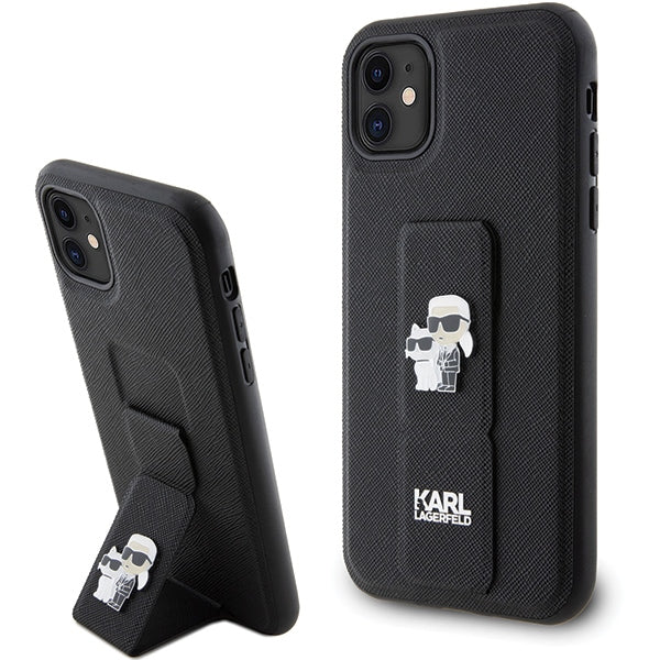 Karl Lagerfeld Gripstand Saffiano dėklas iPhone 11/XR – juodas -- iPhone 11