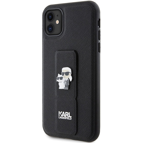 Karl Lagerfeld Gripstand Saffiano dėklas iPhone 11/XR – juodas -- iPhone 11