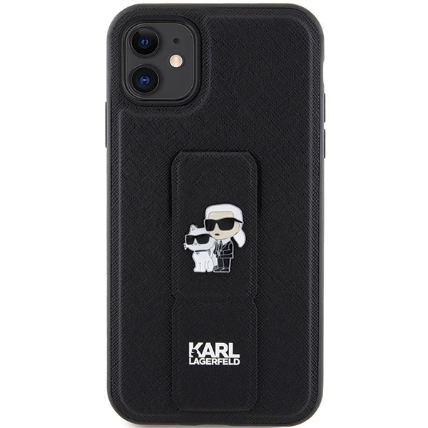 Karl Lagerfeld Gripstand Saffiano dėklas iPhone 11/XR – juodas -- iPhone 11