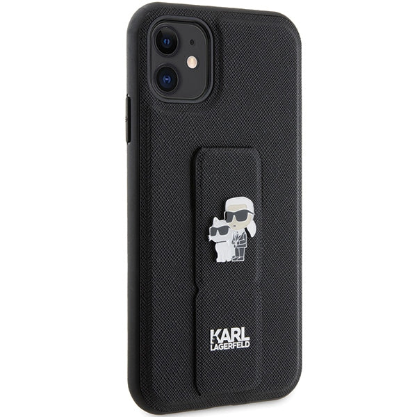 Karl Lagerfeld Gripstand Saffiano dėklas iPhone 11/XR – juodas -- iPhone 11