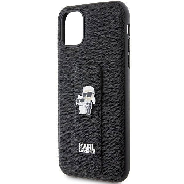 Karl Lagerfeld Gripstand Saffiano dėklas iPhone 11/XR – juodas -- iPhone 11