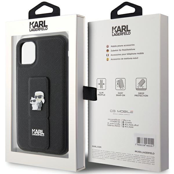 Karl Lagerfeld Gripstand Saffiano dėklas iPhone 11/XR – juodas -- iPhone 11