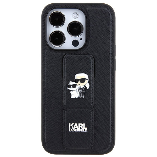 Karl Lagerfeld Gripstand dėklas iPhone 13 Pro/13 – juodas