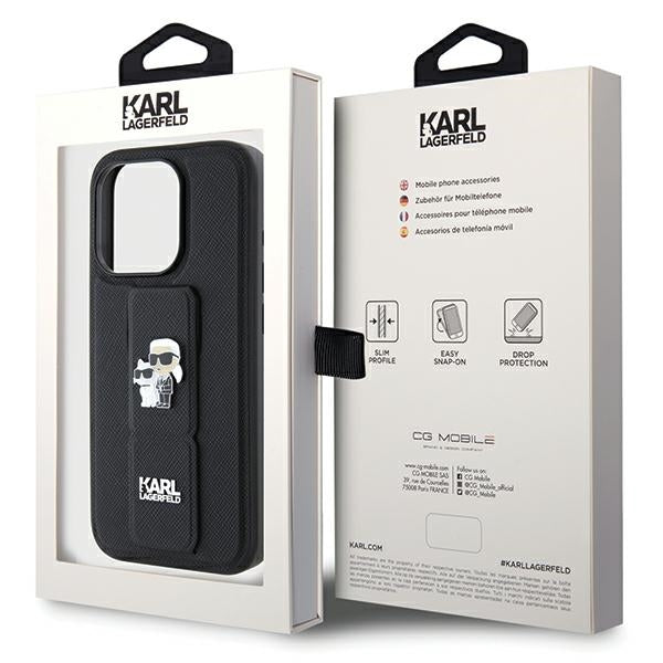 Karl Lagerfeld Gripstand dėklas iPhone 13 Pro/13 – juodas