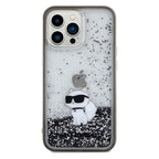 Karl Lagerfeld Liquid Glitter Choupette dėklas iPhone 13 Pro Max – skaidrus