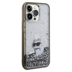 Karl Lagerfeld Liquid Glitter Choupette dėklas iPhone 13 Pro Max – skaidrus