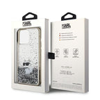 Karl Lagerfeld Liquid Glitter Choupette dėklas iPhone 13 Pro Max – skaidrus