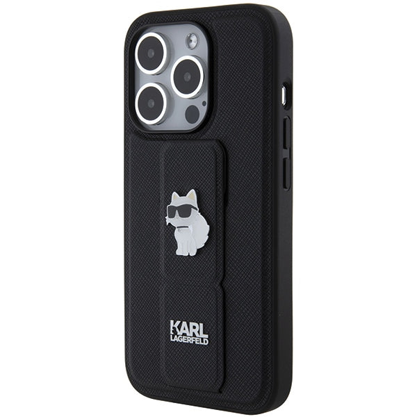 Karl Lagerfeld dėklas iPhone 14 Pro su dirželiu – juodas