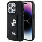 Karl Lagerfeld Gripstand dėklas iPhone 14 Pro – juodas