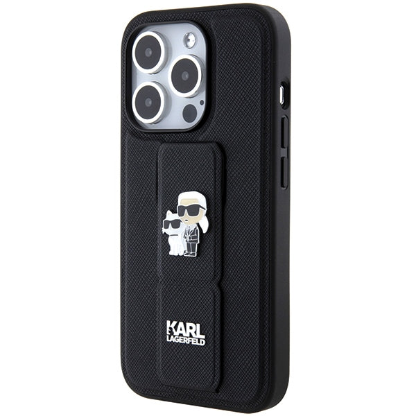 Karl Lagerfeld Gripstand dėklas iPhone 14 Pro – juodas