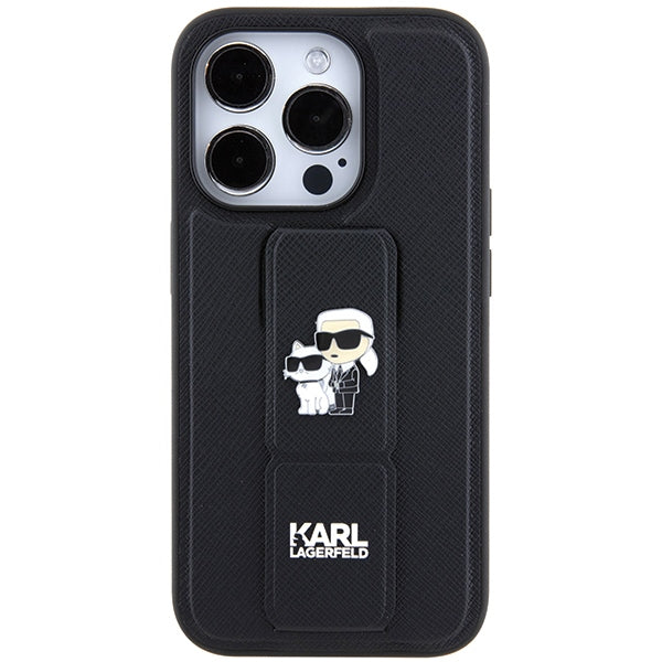 Karl Lagerfeld Gripstand dėklas iPhone 14 Pro – juodas