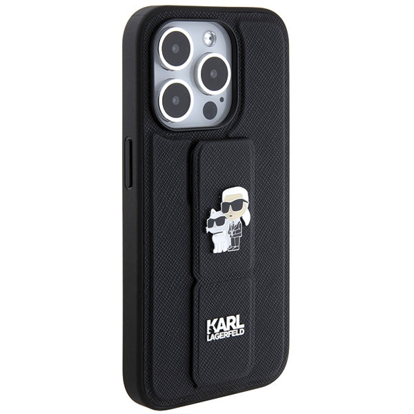 Karl Lagerfeld Gripstand dėklas iPhone 14 Pro – juodas