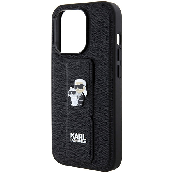 Karl Lagerfeld Gripstand dėklas iPhone 14 Pro – juodas