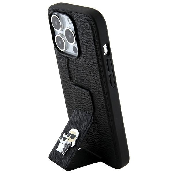Karl Lagerfeld Gripstand dėklas iPhone 14 Pro – juodas