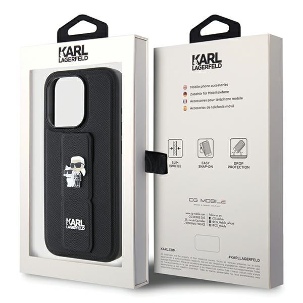 Karl Lagerfeld Gripstand dėklas iPhone 14 Pro – juodas