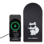 Karl Lagerfeld Choupette MagSafe 15W indukcinis įkroviklis, sulankstomas 2in1 - juodas
