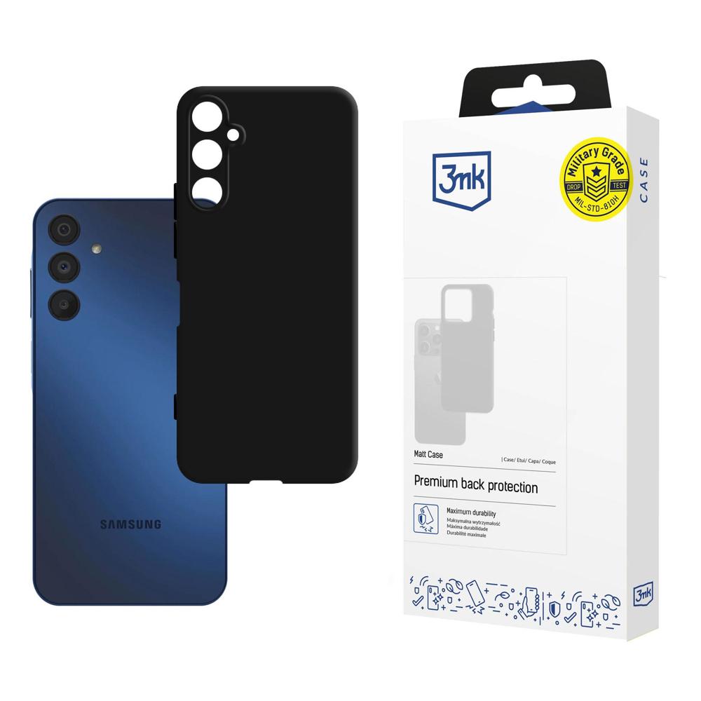 3mk matinis dėklas, skirtas Samsung Galaxy A15 5G – juodas -- Samsung Galaxy A15 5G