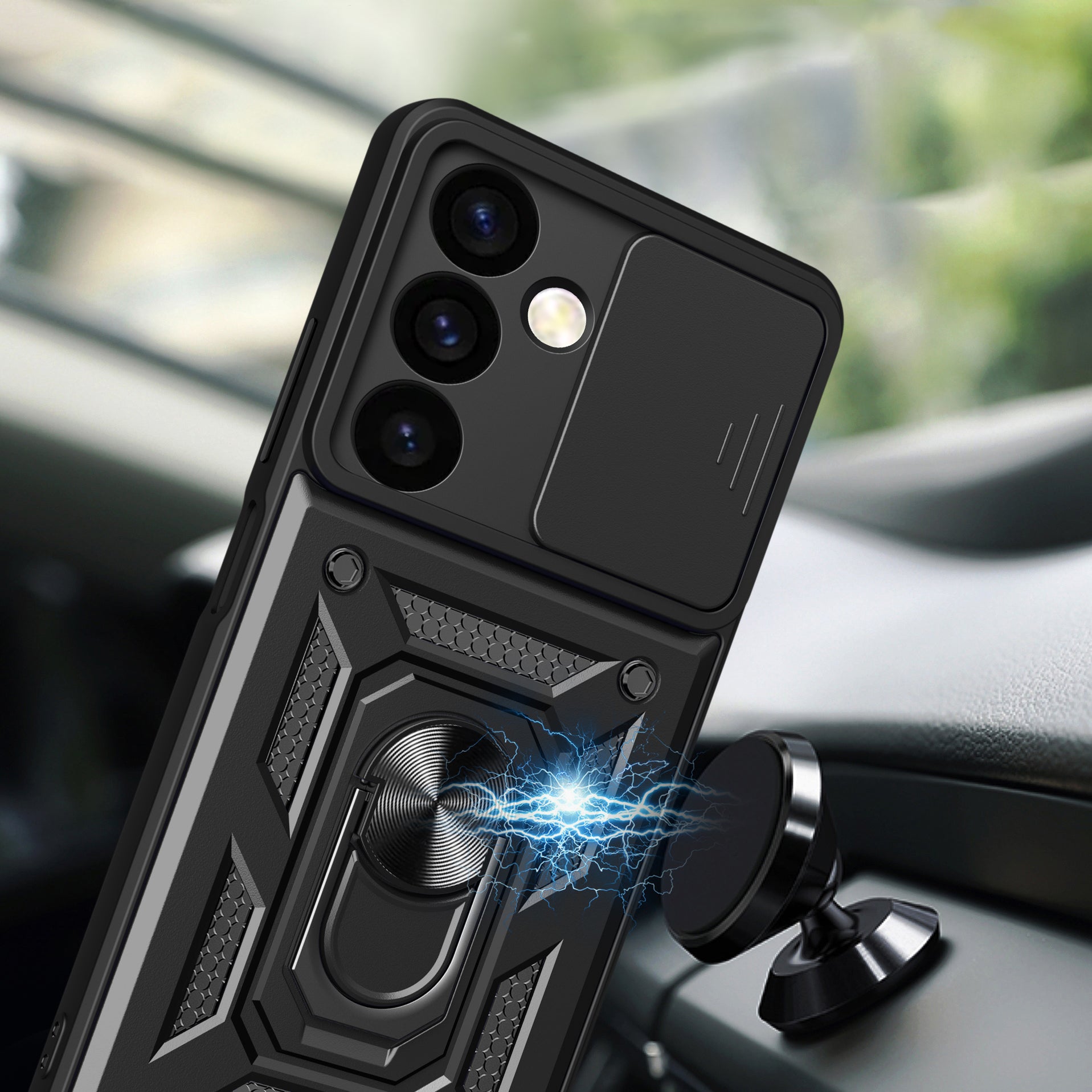 Hybrid Armor Camshield dėklas Samsung Galaxy S24+ – juodas