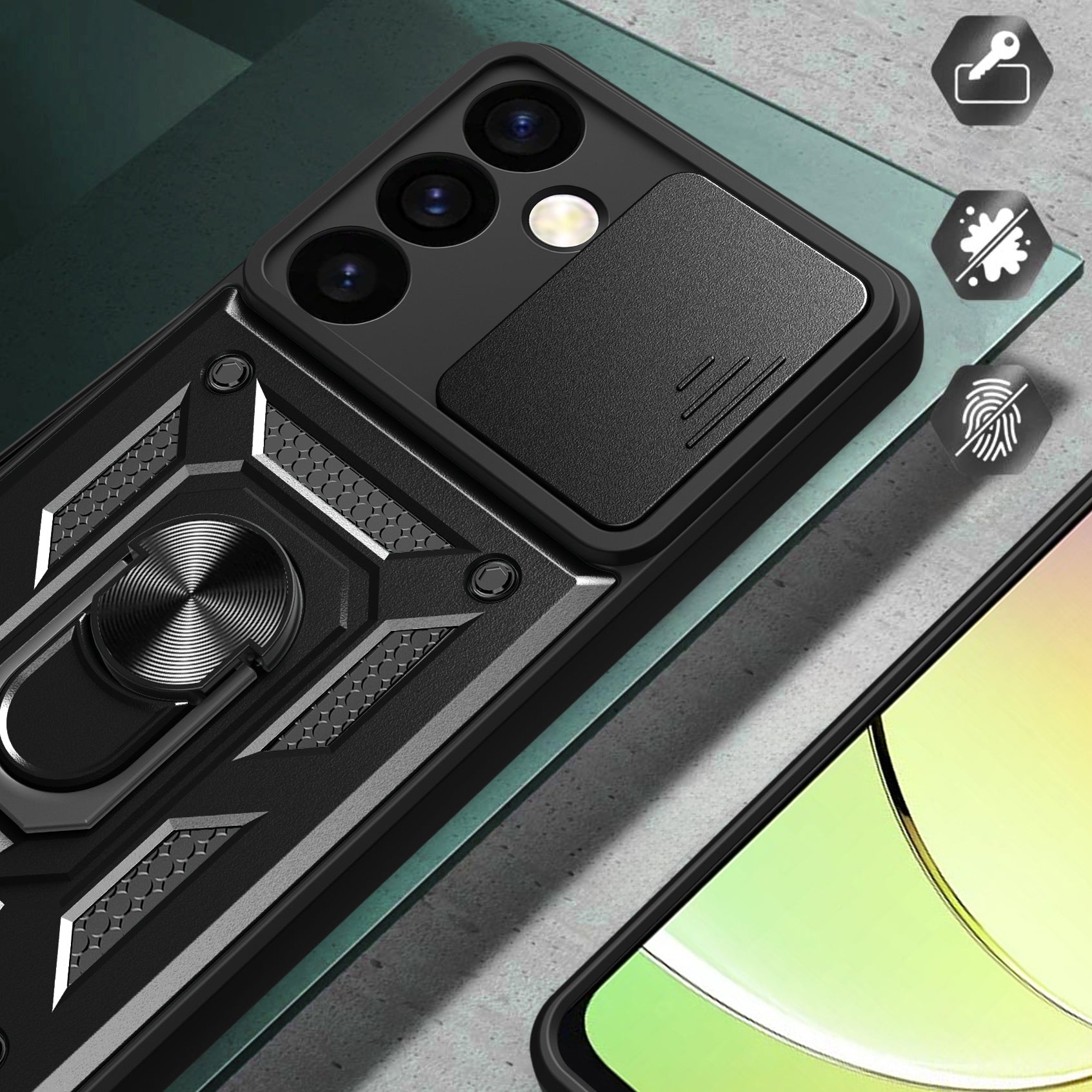 Hybrid Armor Camshield dėklas Samsung Galaxy S24+ – juodas