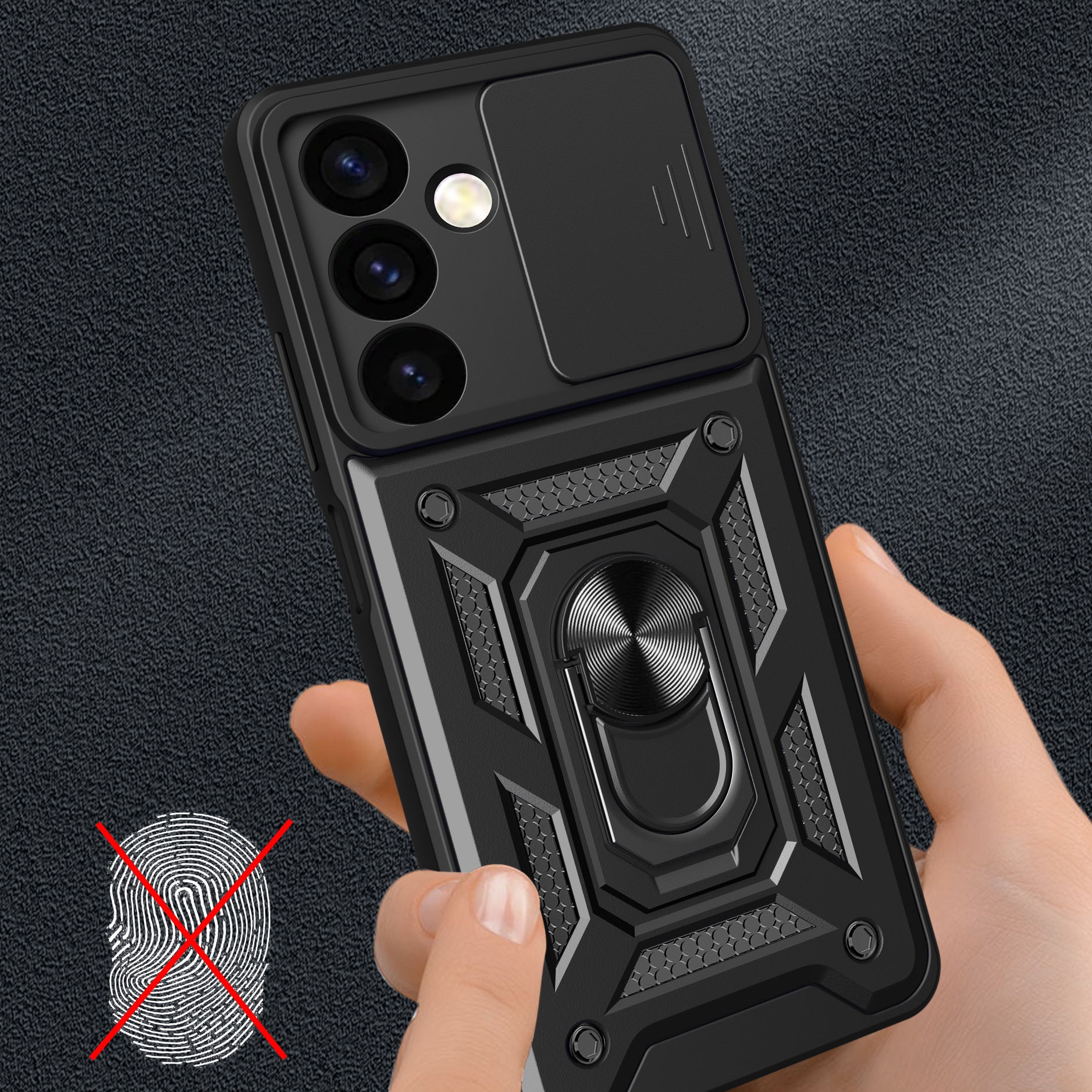 Hybrid Armor Camshield dėklas Samsung Galaxy S24+ – juodas