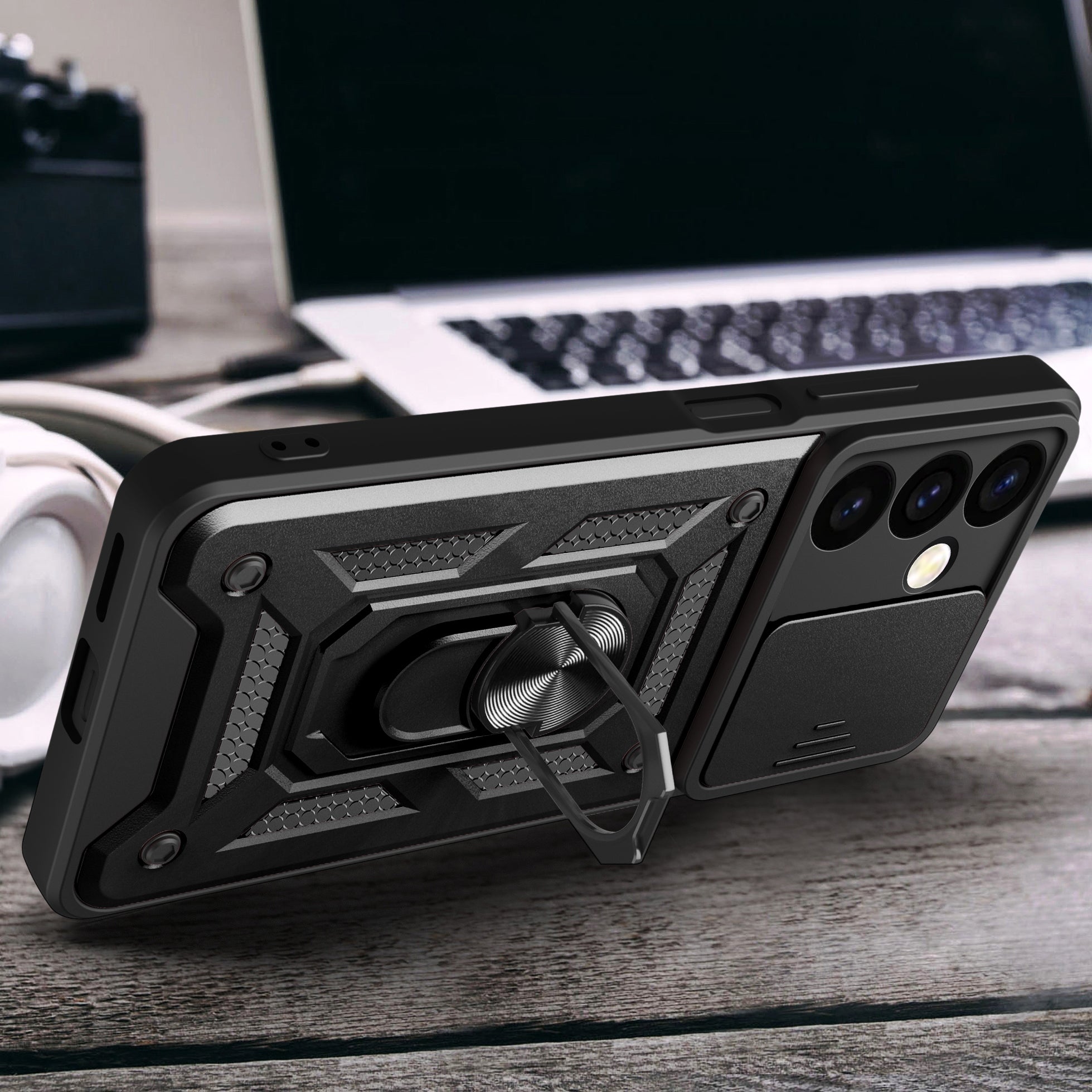Hybrid Armor Camshield dėklas Samsung Galaxy S24+ – juodas