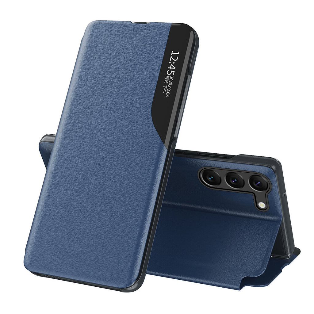 Atverčiamas ekologiškos odos dėklas Xiaomi POCO C65 / Redmi 13C – mėlynas