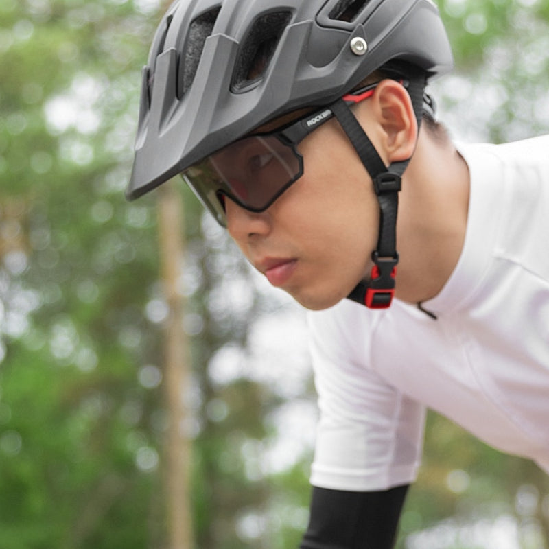 Rockbros 10135 fotochrominis dviračio akiniai - juodi ir raudoni -- Cycling Eyewear