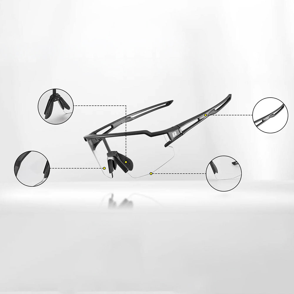 Rockbros 10173 fotochrominis dviračio akiniai - juodi ir raudoni -- Cycling Eyewear