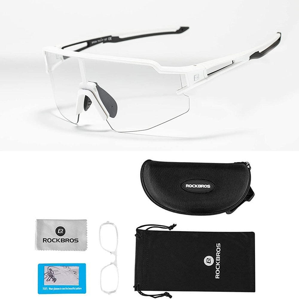 Rockbros 10172 fotochrominis dviračio akiniai - balti -- Cycling Eyewear