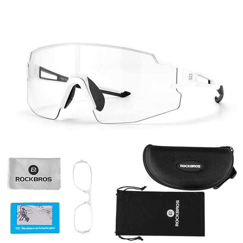 Rockbros 10172 fotochrominis dviračio akiniai - balti -- Cycling Eyewear