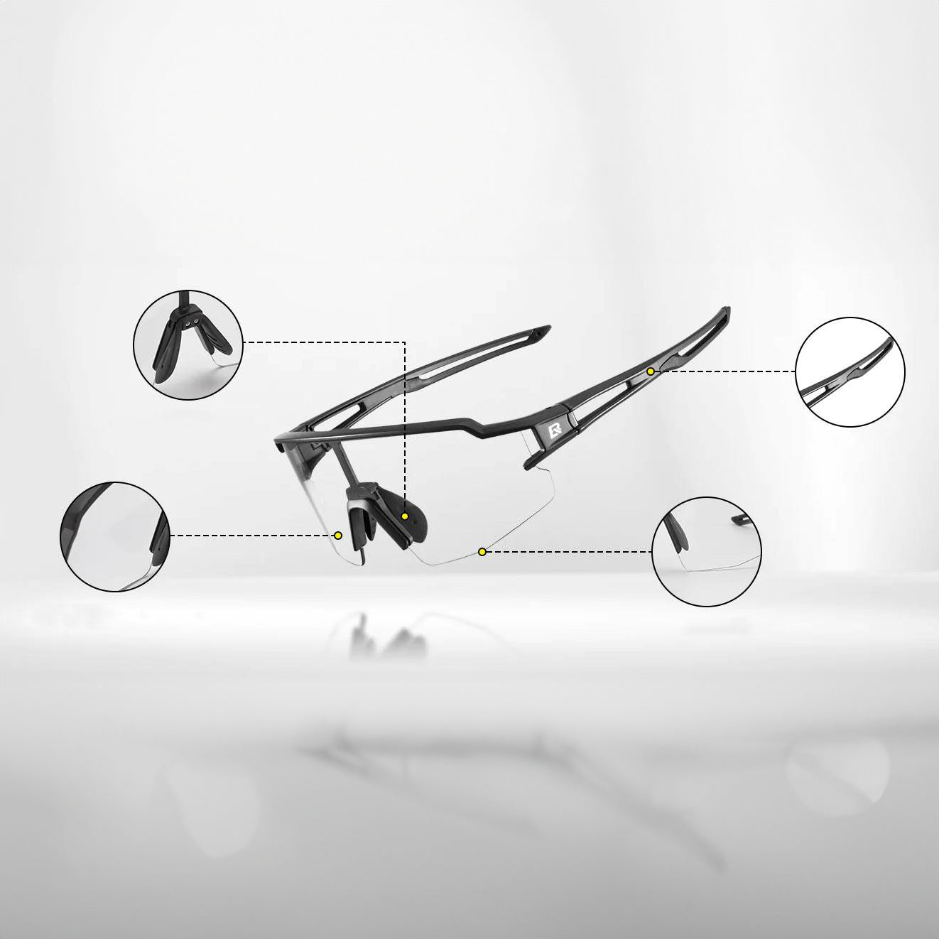 Rockbros dviračio akiniai 10175 fotochrominis - juodi -- Cycling Eyewear