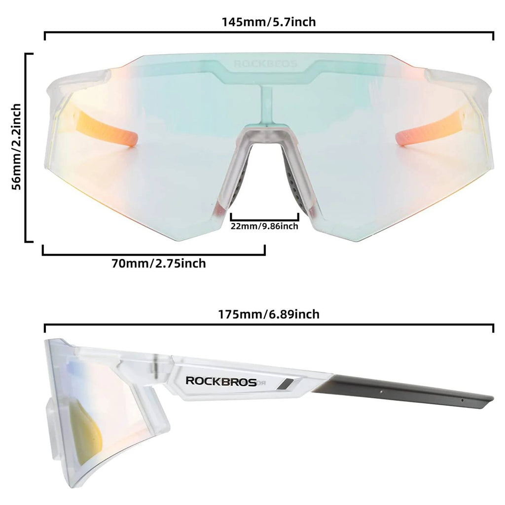 Rockbros SP291 fotochromines UV400 dviračio akiniai - balti -- Cycling Eyewear