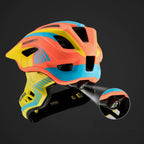 Rockbros TT-32SOYB-M vaikiškas dviračio šalmas su nuimama žandikauliu, dydis M - geltonai oranžinis -- Bicycle Helmets